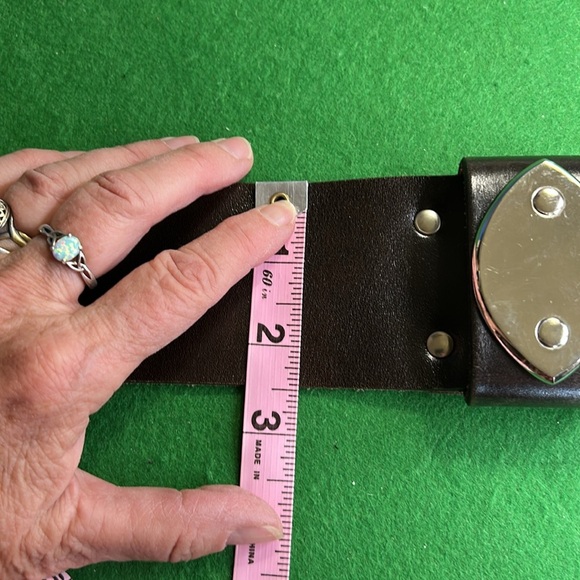 GILLES HERVE BLACK  SILVER BUCKLE  WIDE LEATHER BELT MADE IN  FRANCE SZ 80- 32 - Picture 14 of 15